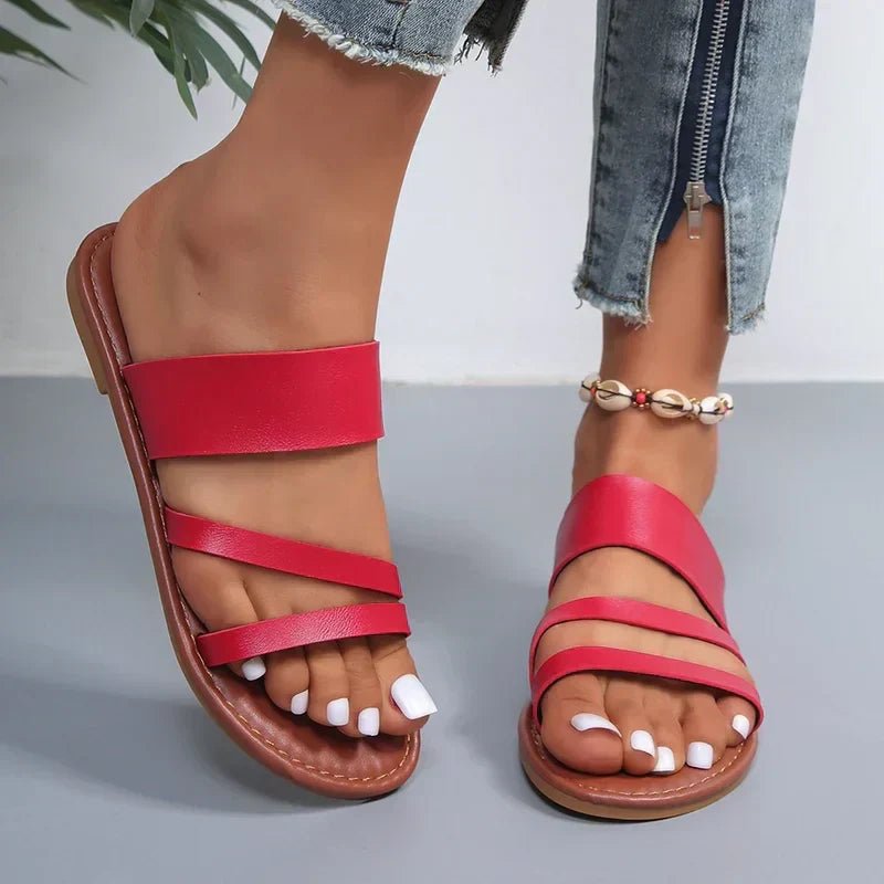 Camila | Cross-Strap Sandals Cushioned Flat Slip-On Summer