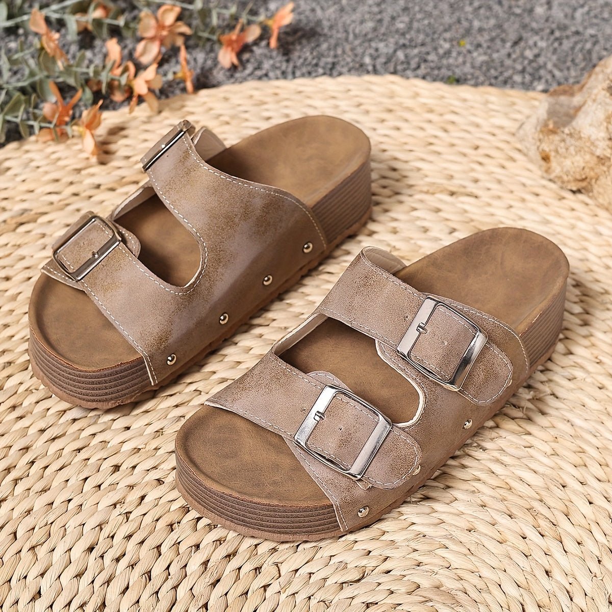 Eleanor | Cross-Strap Sandals Platform Buckle Cushioned Comfort