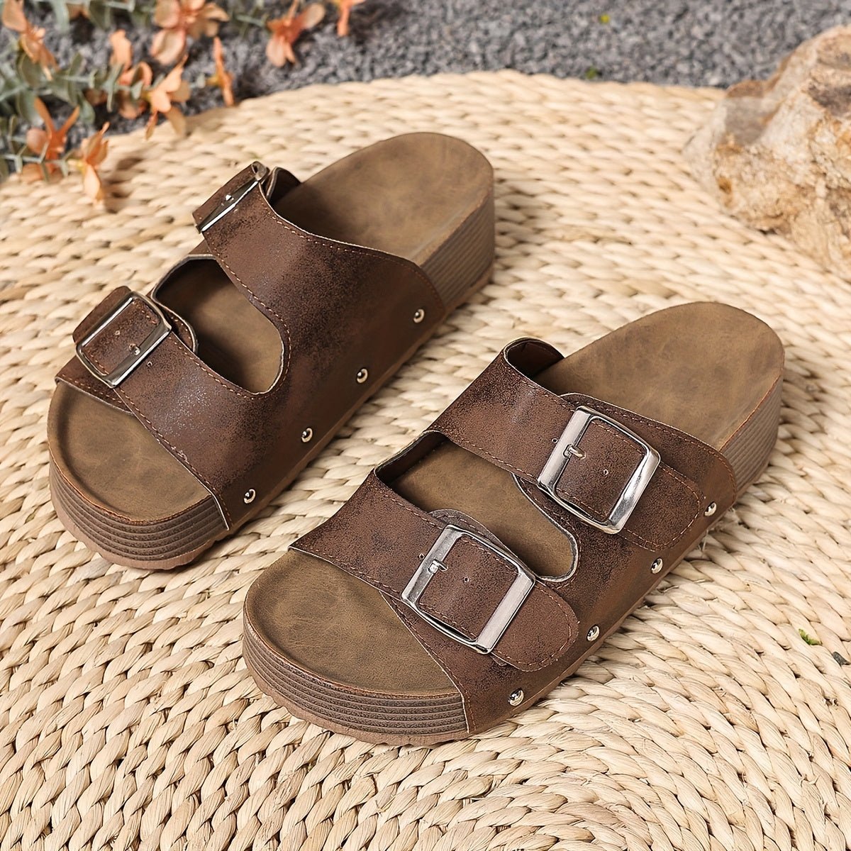 Eleanor | Cross-Strap Sandals Platform Buckle Cushioned Comfort