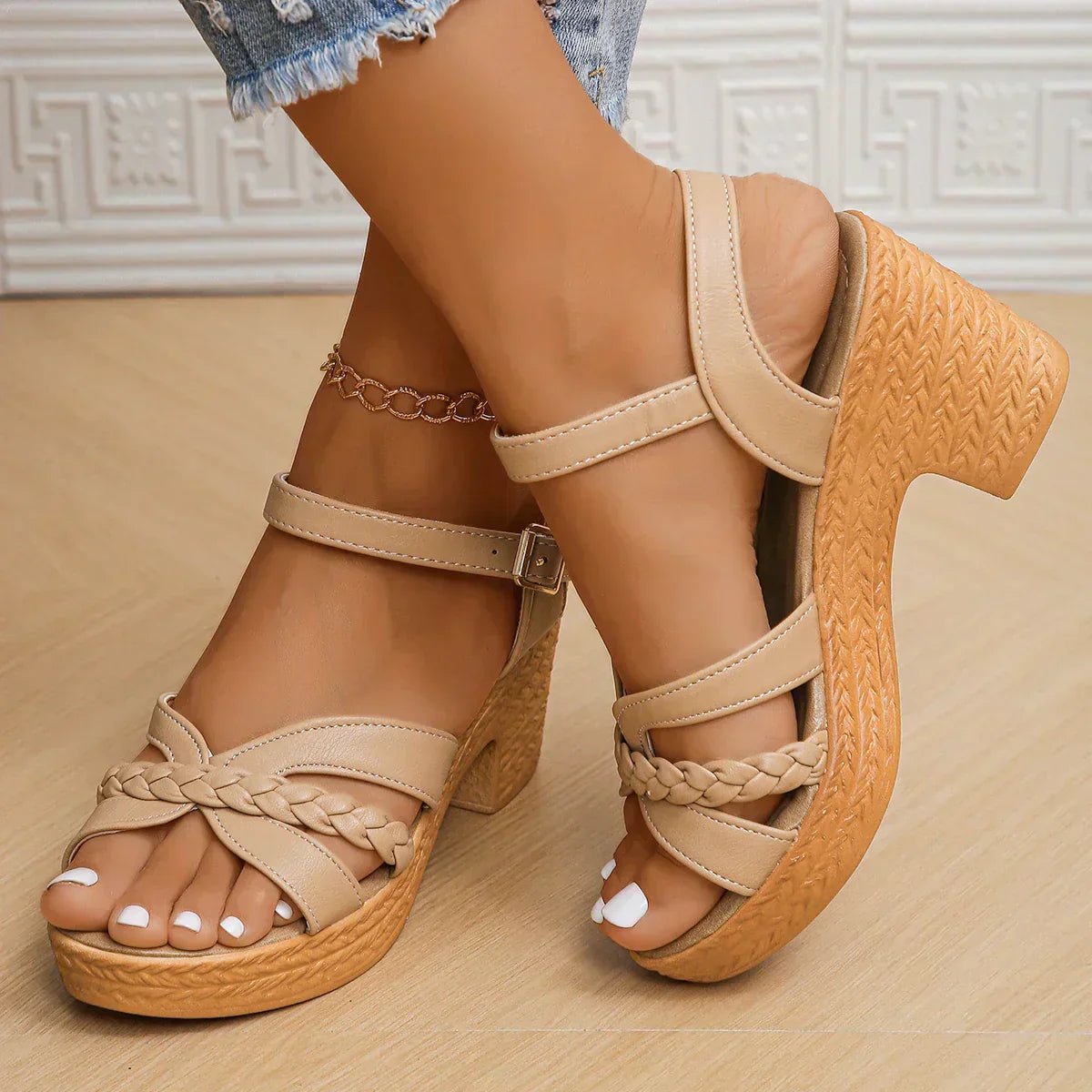 Chloe | Cross-Strap Sandals Women Adjustable Woven Sole Comfort