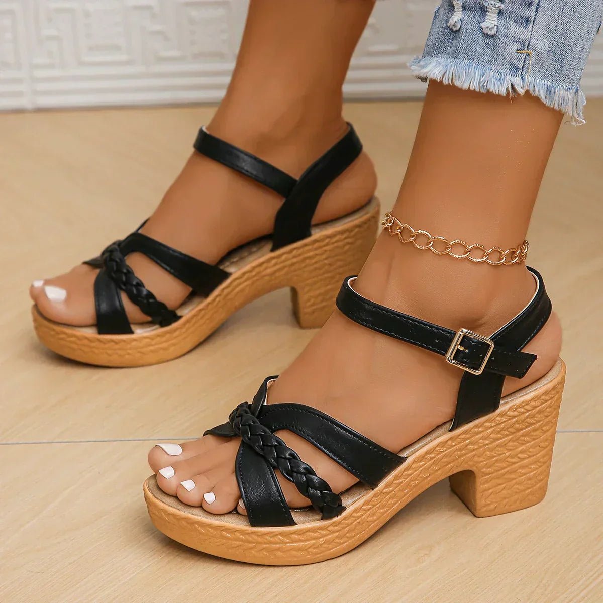 Chloe | Cross-Strap Sandals Women Adjustable Woven Sole Comfort
