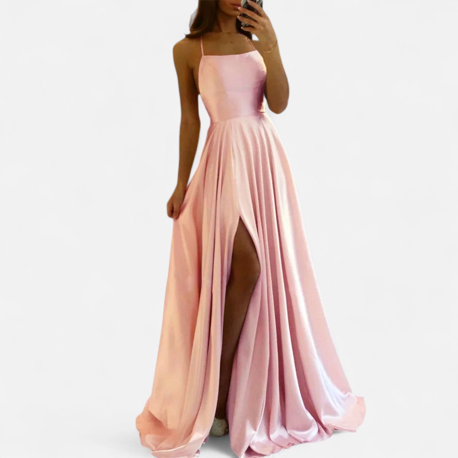 Margaret | Women’s Modern Fit Satin Slit  Maxi Dress