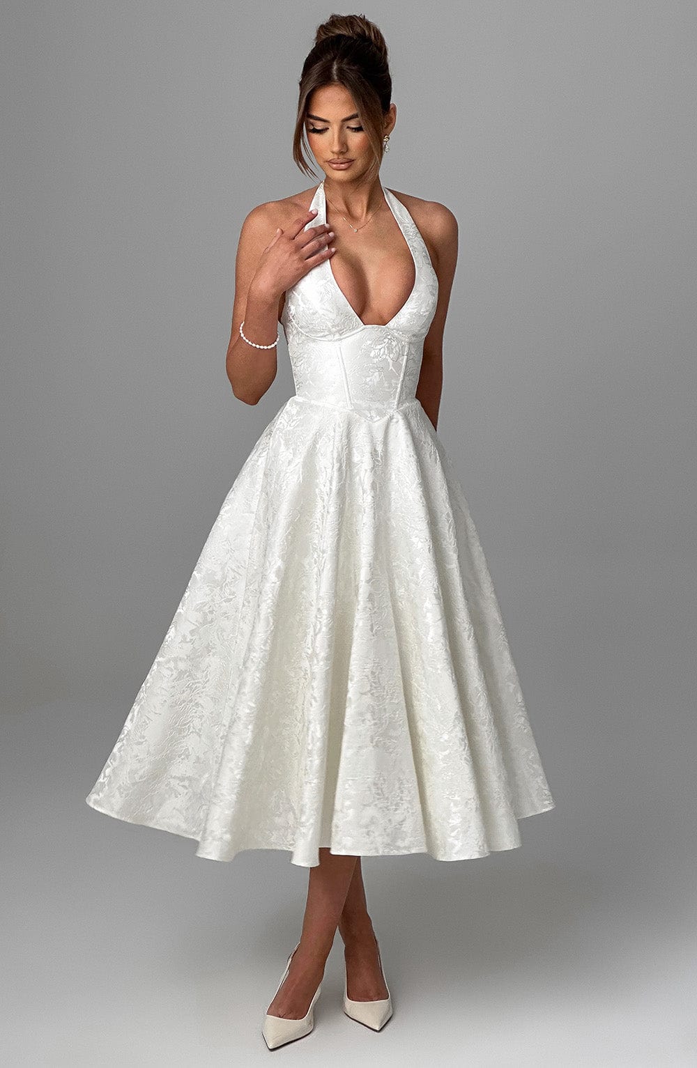 Kimberly | Women’s Wedding Gues Dress Halter Midi Dress