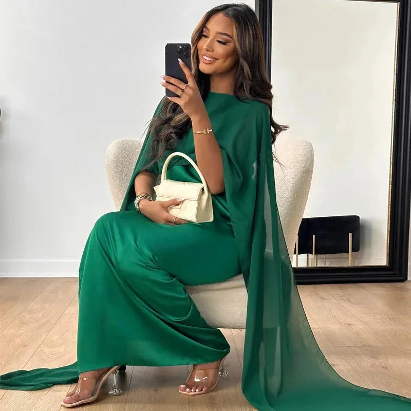 Lily | Women's Wedding Guest Cape Maxi Dress