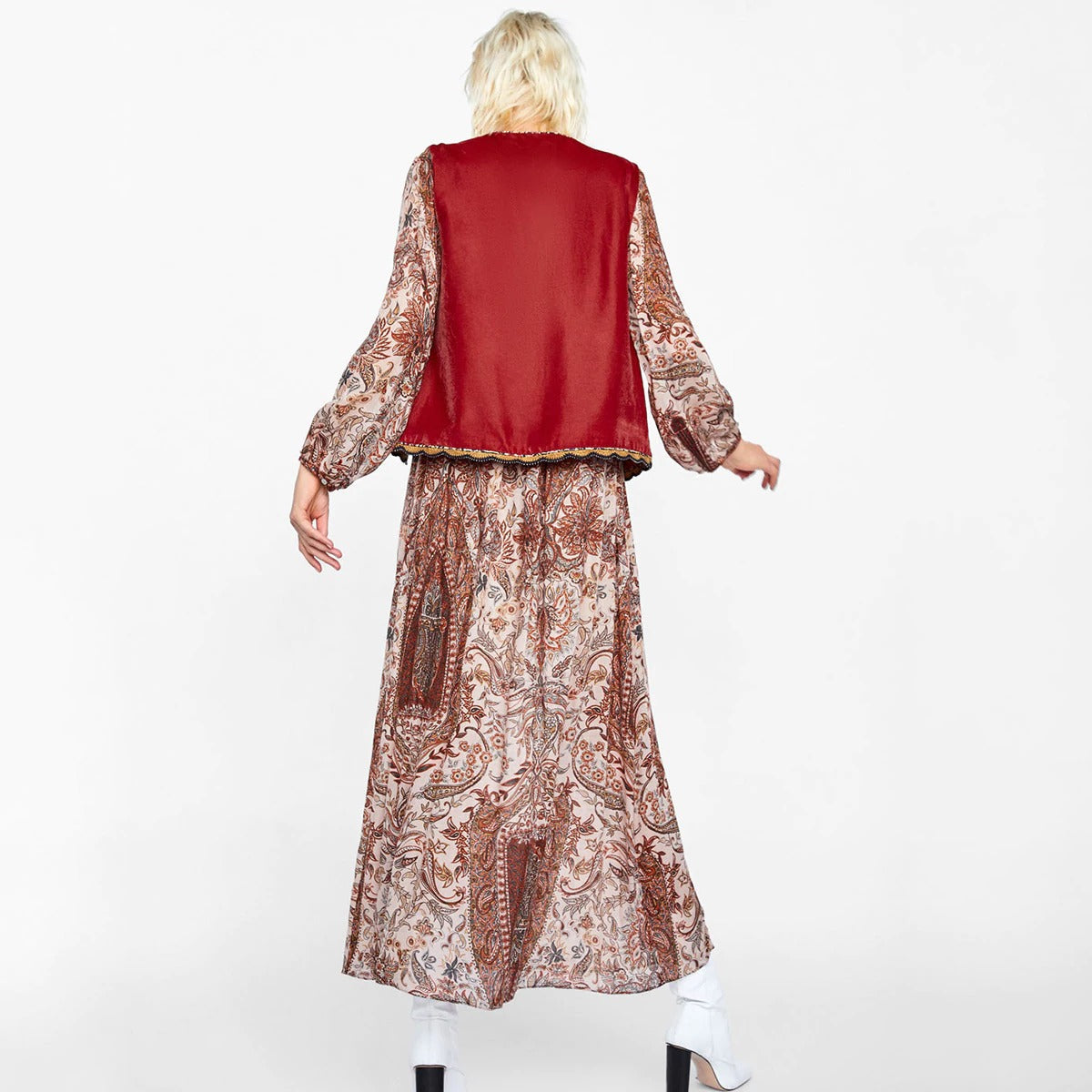 Eleanor | Women’s Boho Floral Open Front Vest Design