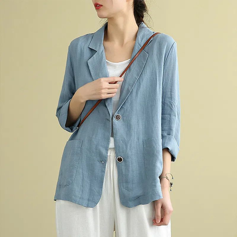Aria | Women's Linen Blazer Lightweight Tailored Pockets