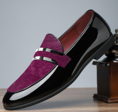 James | Men's Penny Loafers Italian Leather Suede Detail Slip-On