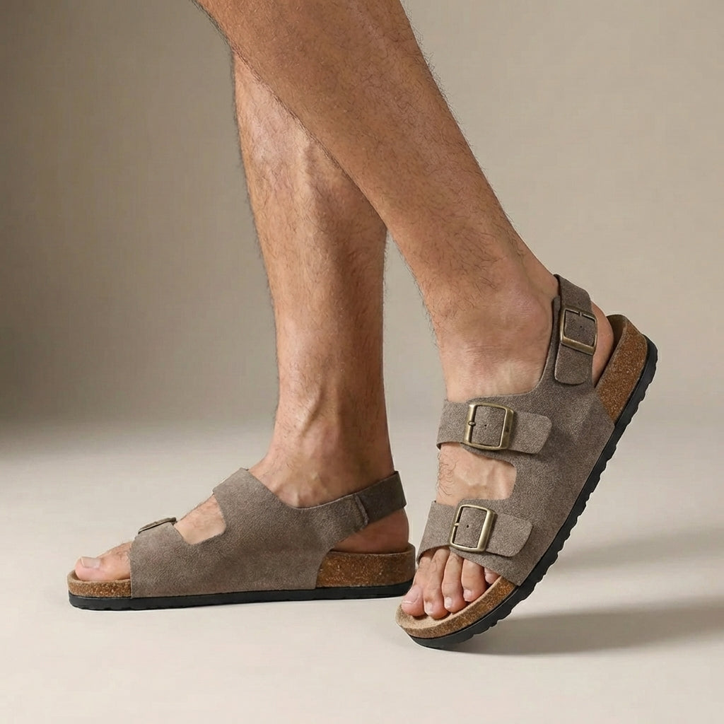 Simon | Men’s Orthopedic Cork Sole Buckle Slingback Sandals