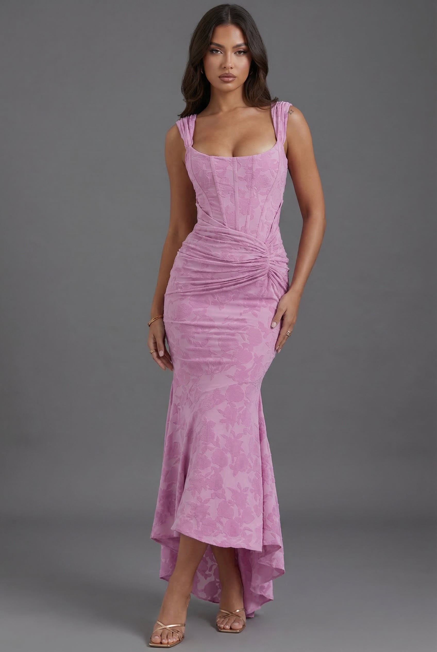 Olivia | Maxi Dress Corset Bodice Ruched Waist Fishtail Hem