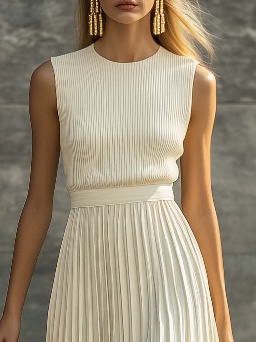 Sophia | Maxi Dress Sleeveless Knit Pleated Chiffon