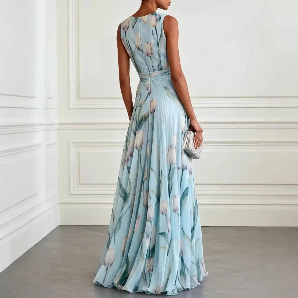 Harper | Maxi Wrap Dress Deep V-Neck Chiffon Sleeveless Floor Length