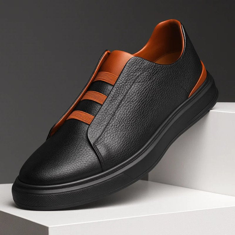 Oliver | Men's Leather Slip-On Sneakers Elastic Strap Casual