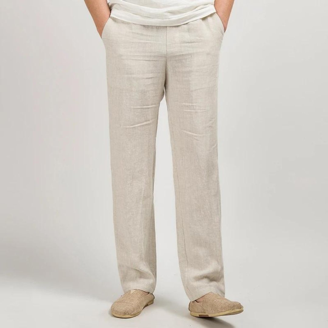 Oliver | Men's Linen Pants Straight Leg Elastic Waist Casual