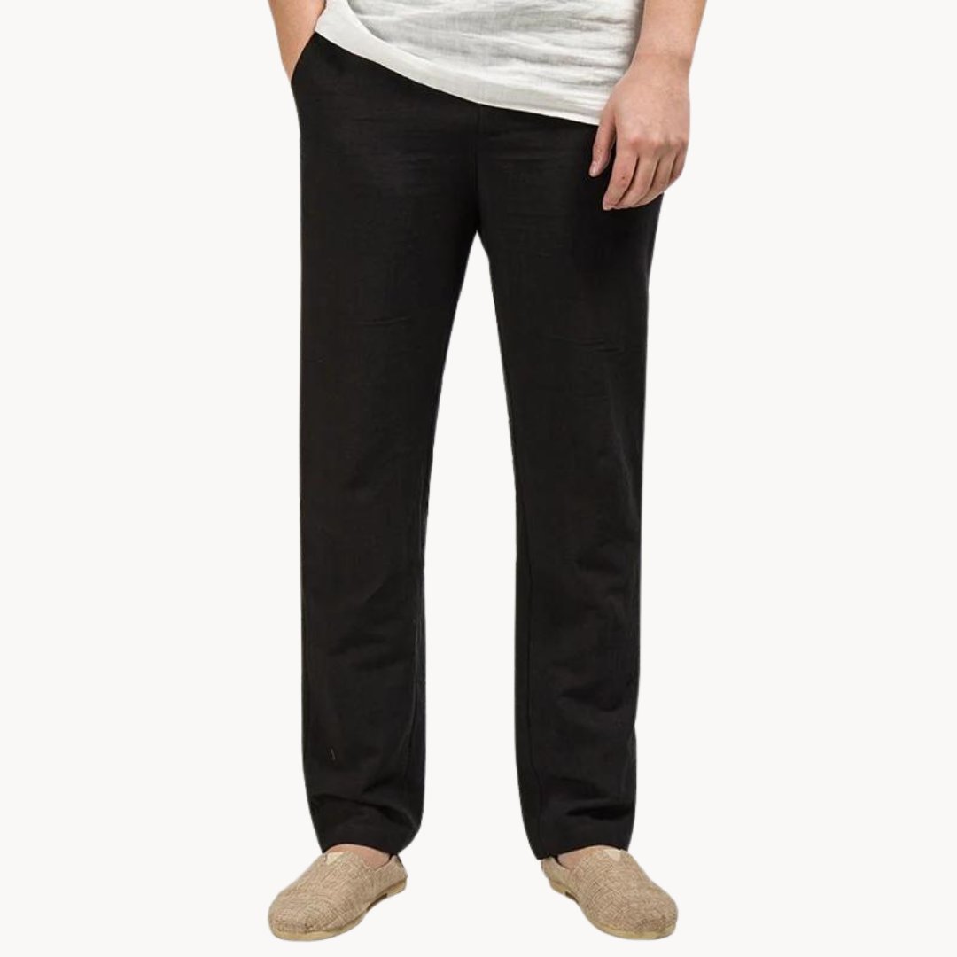 Oliver | Men's Linen Pants Straight Leg Elastic Waist Casual