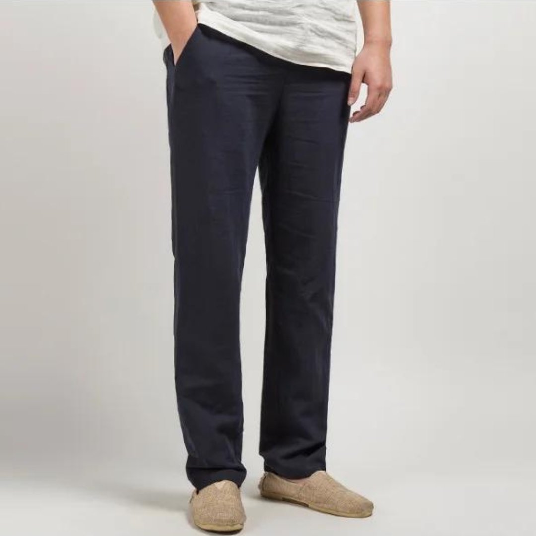 Oliver | Men's Linen Pants Straight Leg Elastic Waist Casual