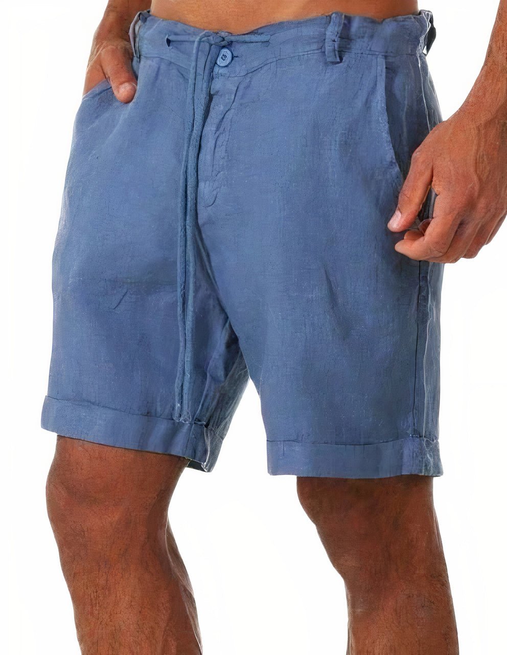 Oliver | Men's Linen Shorts Cuffed Drawstring Mid Length Summer
