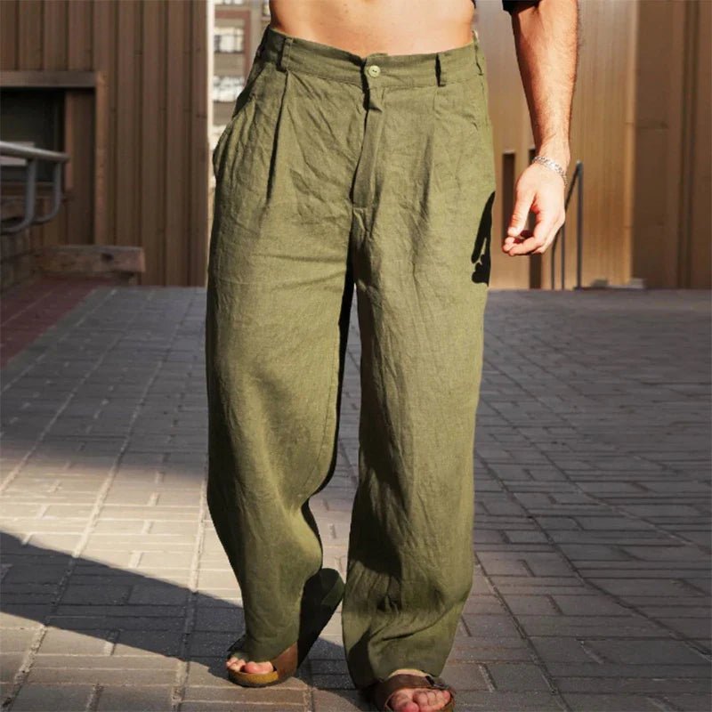 Caleb | Men's Linen Wide-Leg Pants Pleated Relaxed Fit Summer