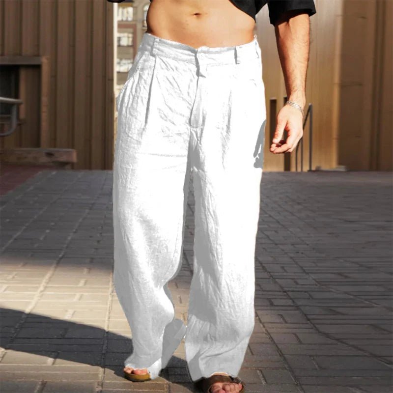 Caleb | Men's Linen Wide-Leg Pants Pleated Relaxed Fit Summer