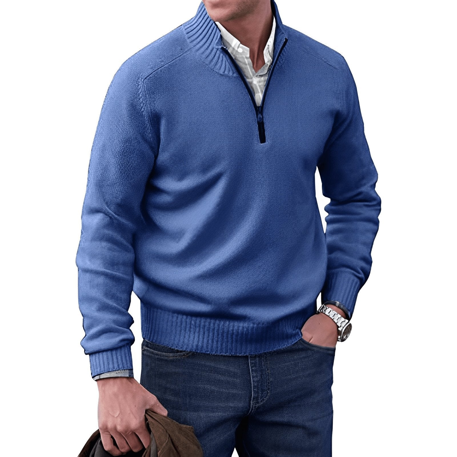 Ryan | Men's Quarter-Zip Knit Pullover Sweater Regular Fit Long Sleeve