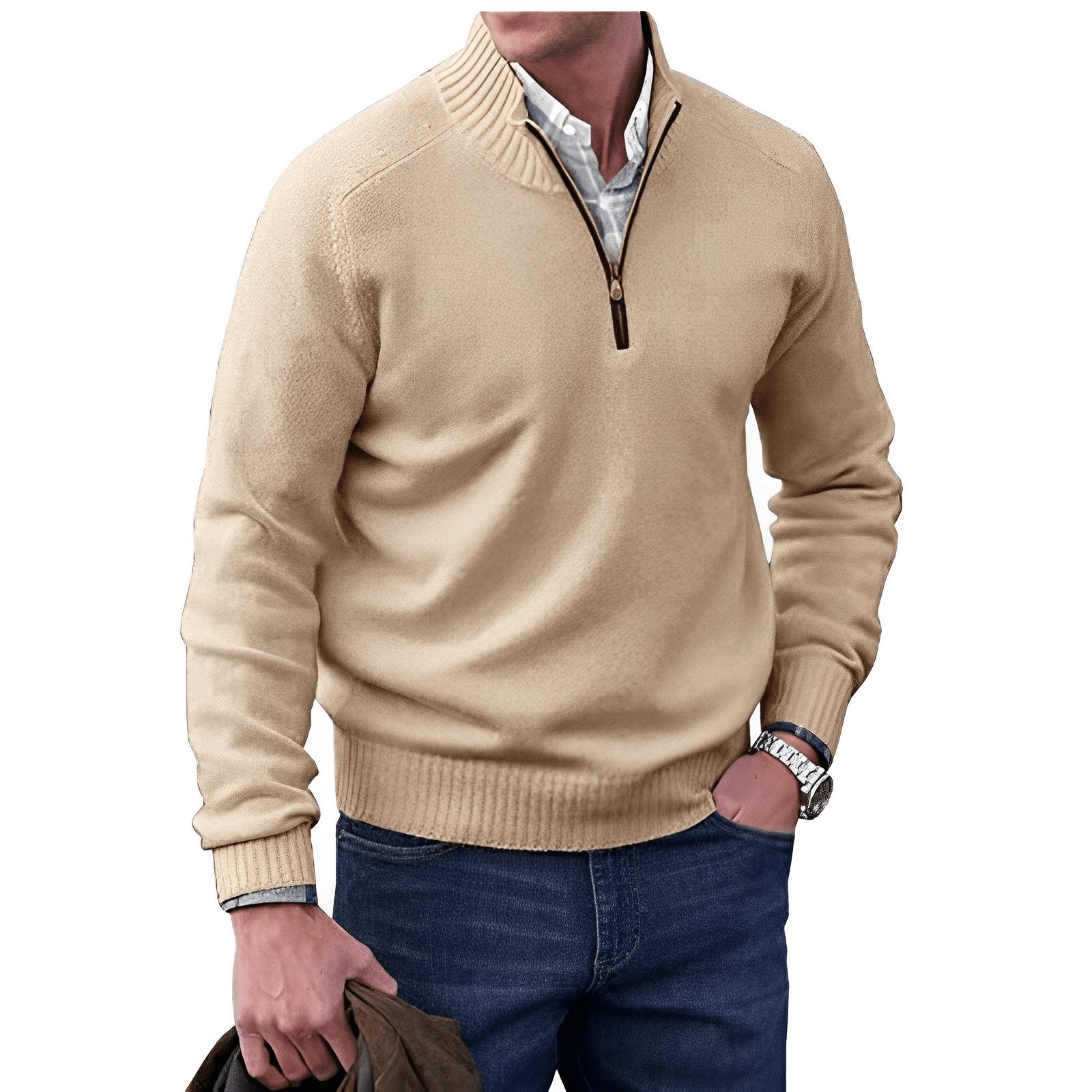 Ryan | Men's Quarter-Zip Knit Pullover Sweater Regular Fit Long Sleeve