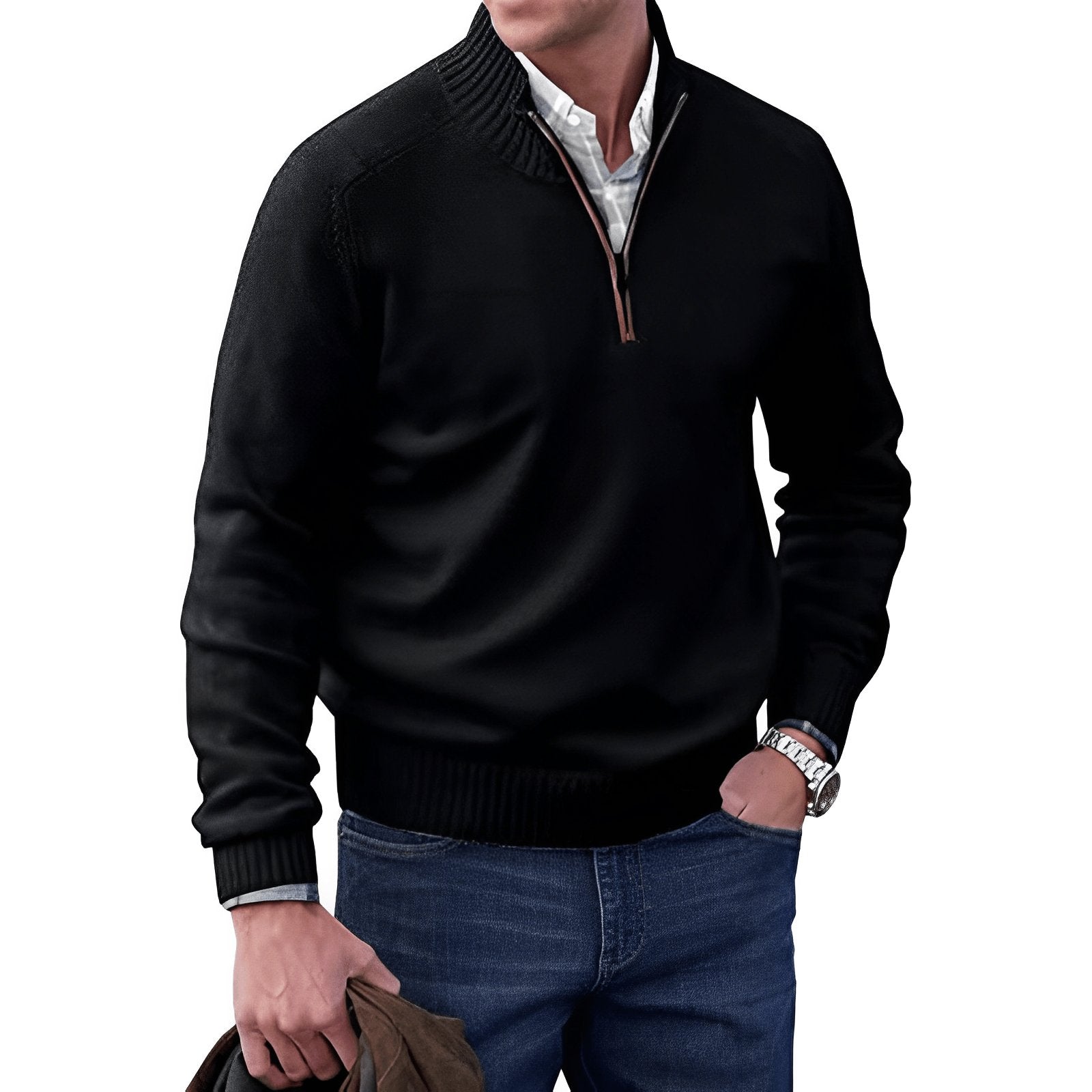 Ryan | Men's Quarter-Zip Knit Pullover Sweater Regular Fit Long Sleeve