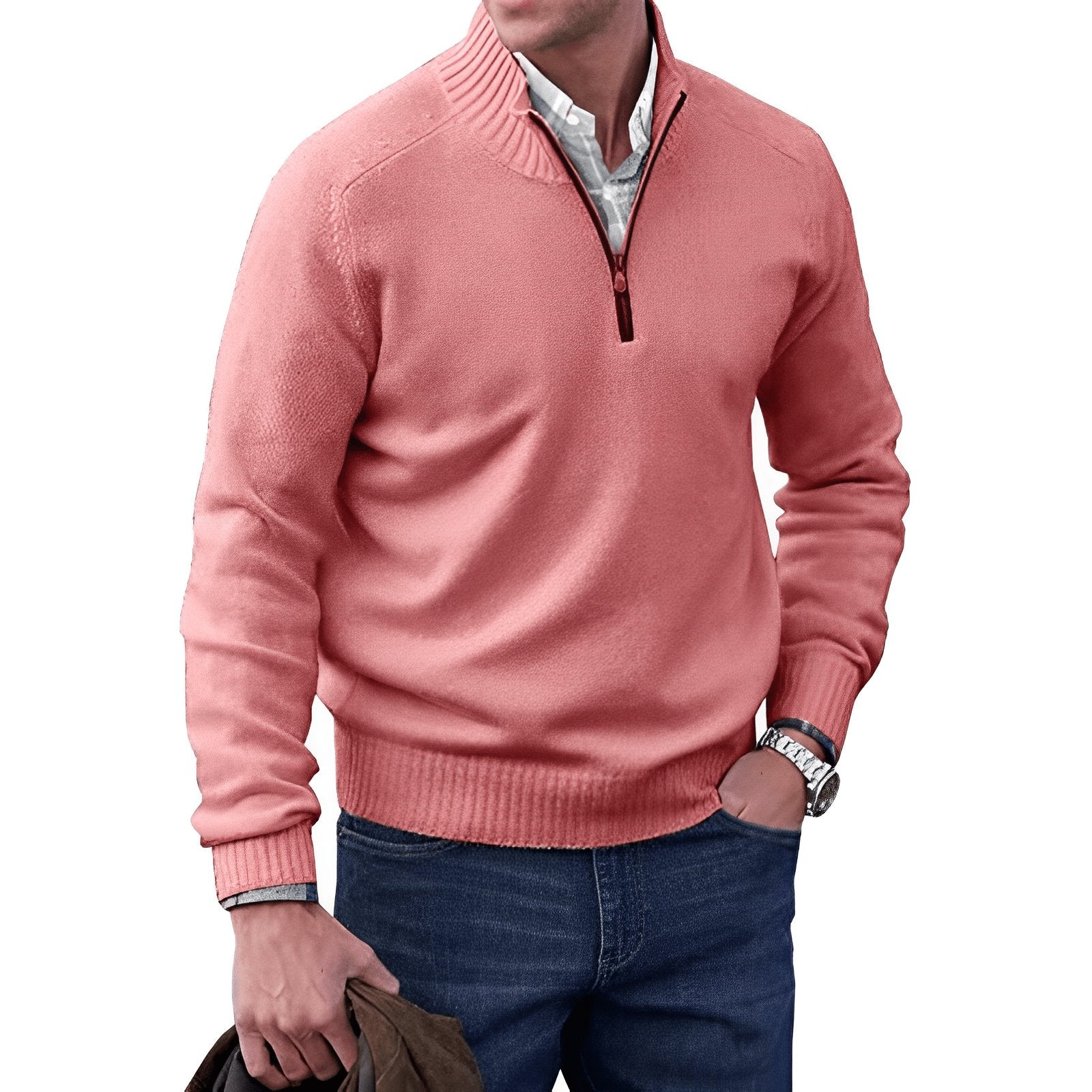 Ryan | Men's Quarter-Zip Knit Pullover Sweater Regular Fit Long Sleeve