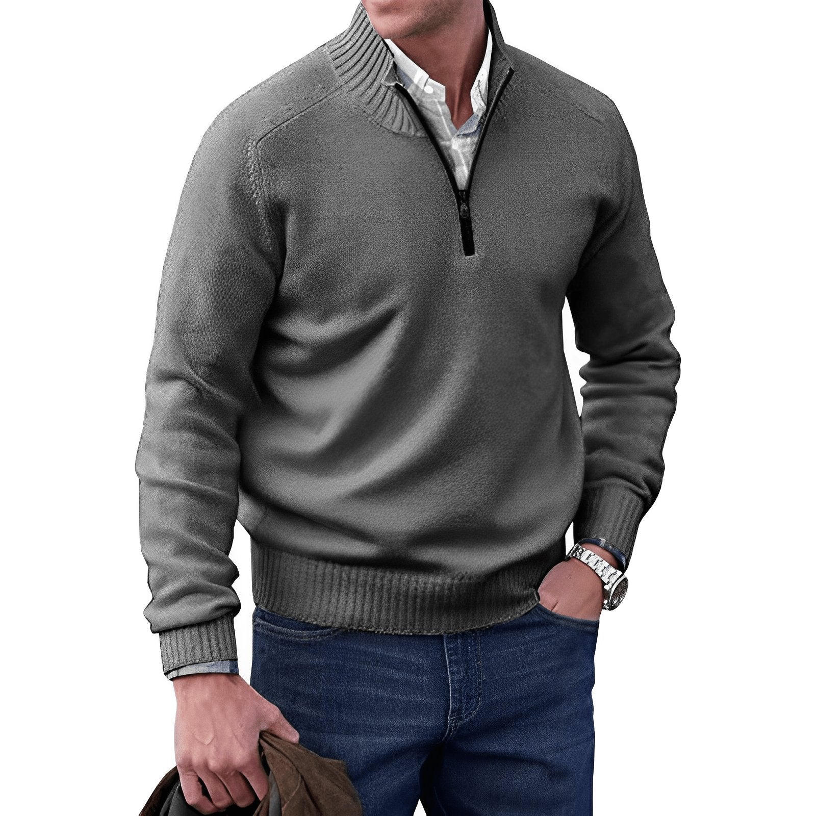 Ryan | Men's Quarter-Zip Knit Pullover Sweater Regular Fit Long Sleeve
