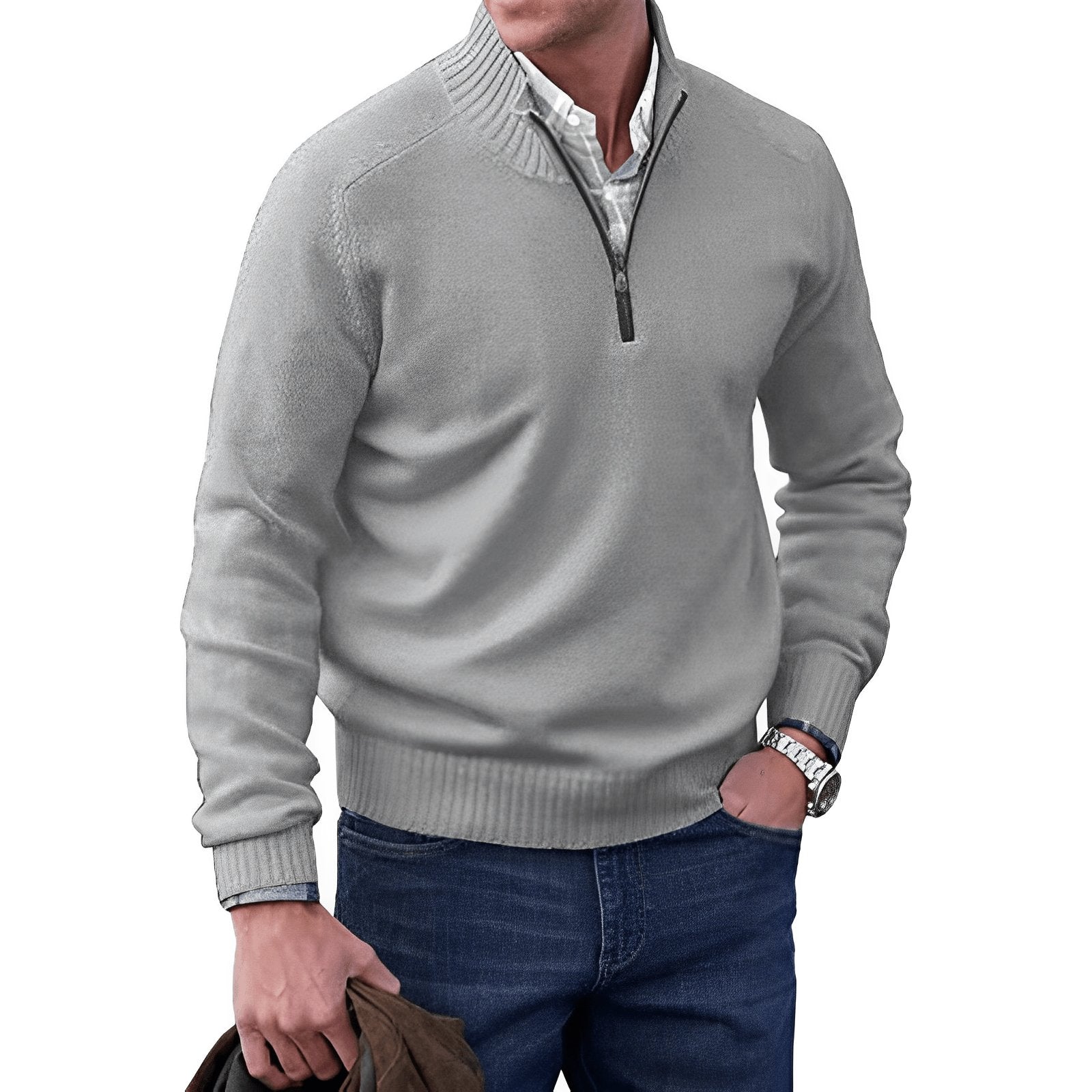Ryan | Men's Quarter-Zip Knit Pullover Sweater Regular Fit Long Sleeve