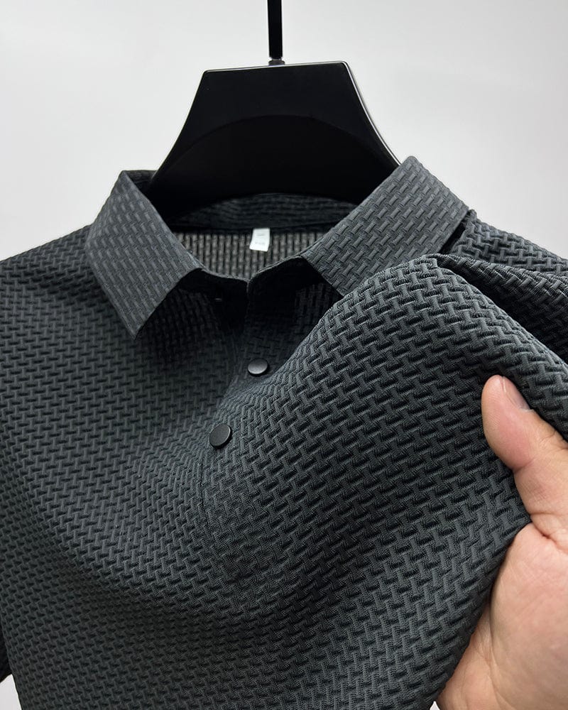 Benjamin | Men's Textured Short Sleeve Button Polo Shirt