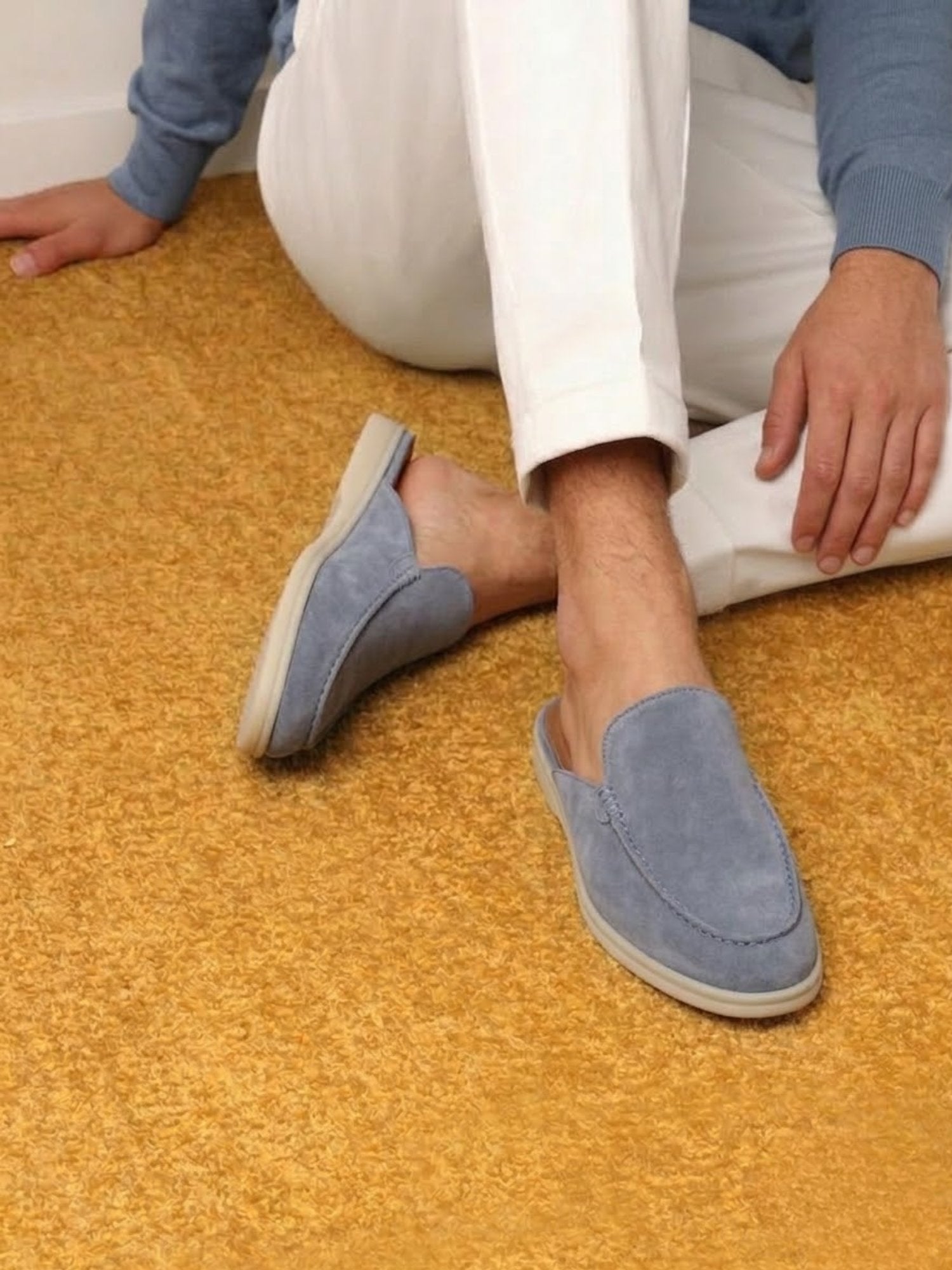 Elijah | Men's Slip-On Mules Open Heel Stitched Detail Casual