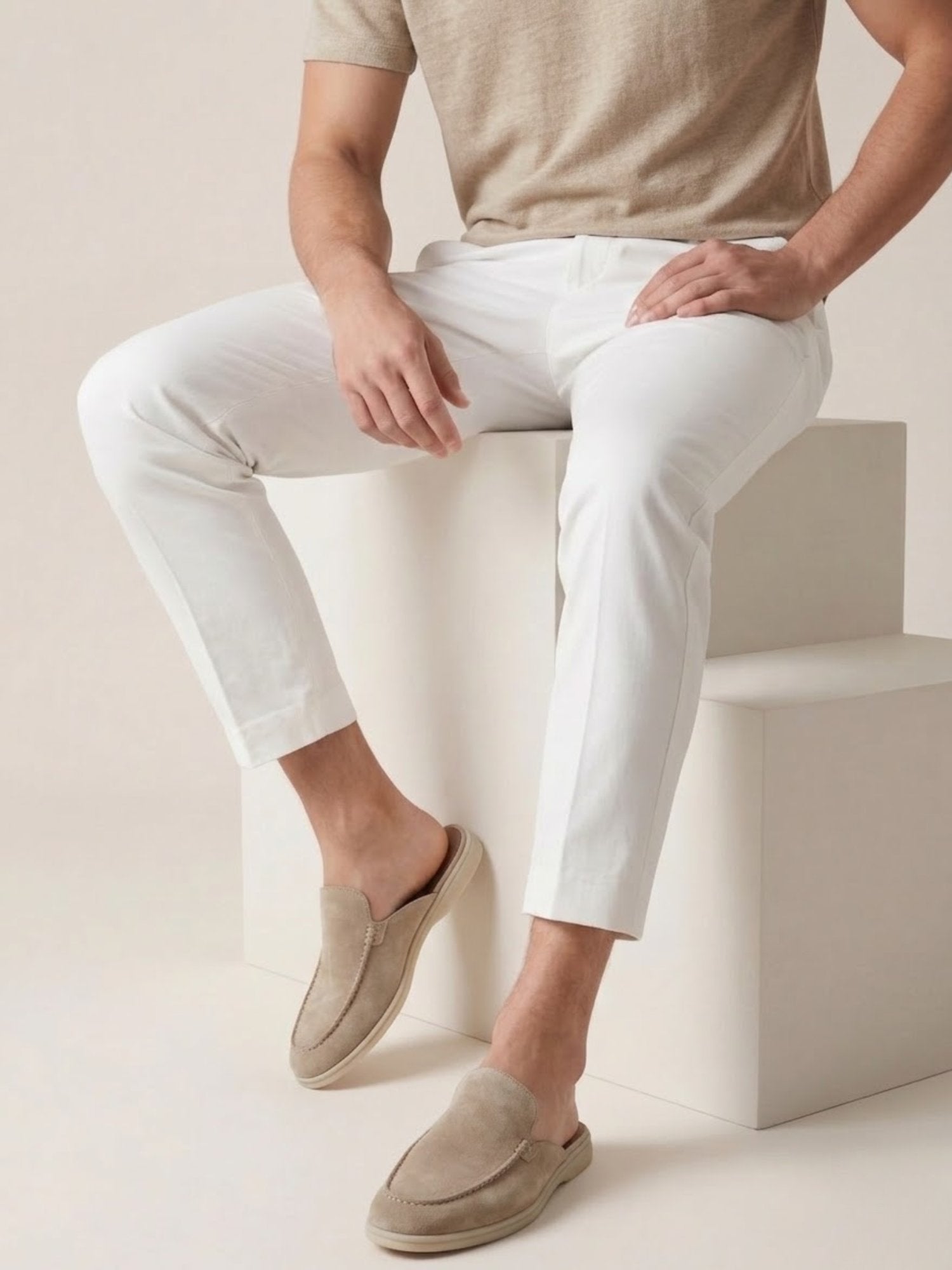 Elijah | Men's Slip-On Mules Open Heel Stitched Detail Casual