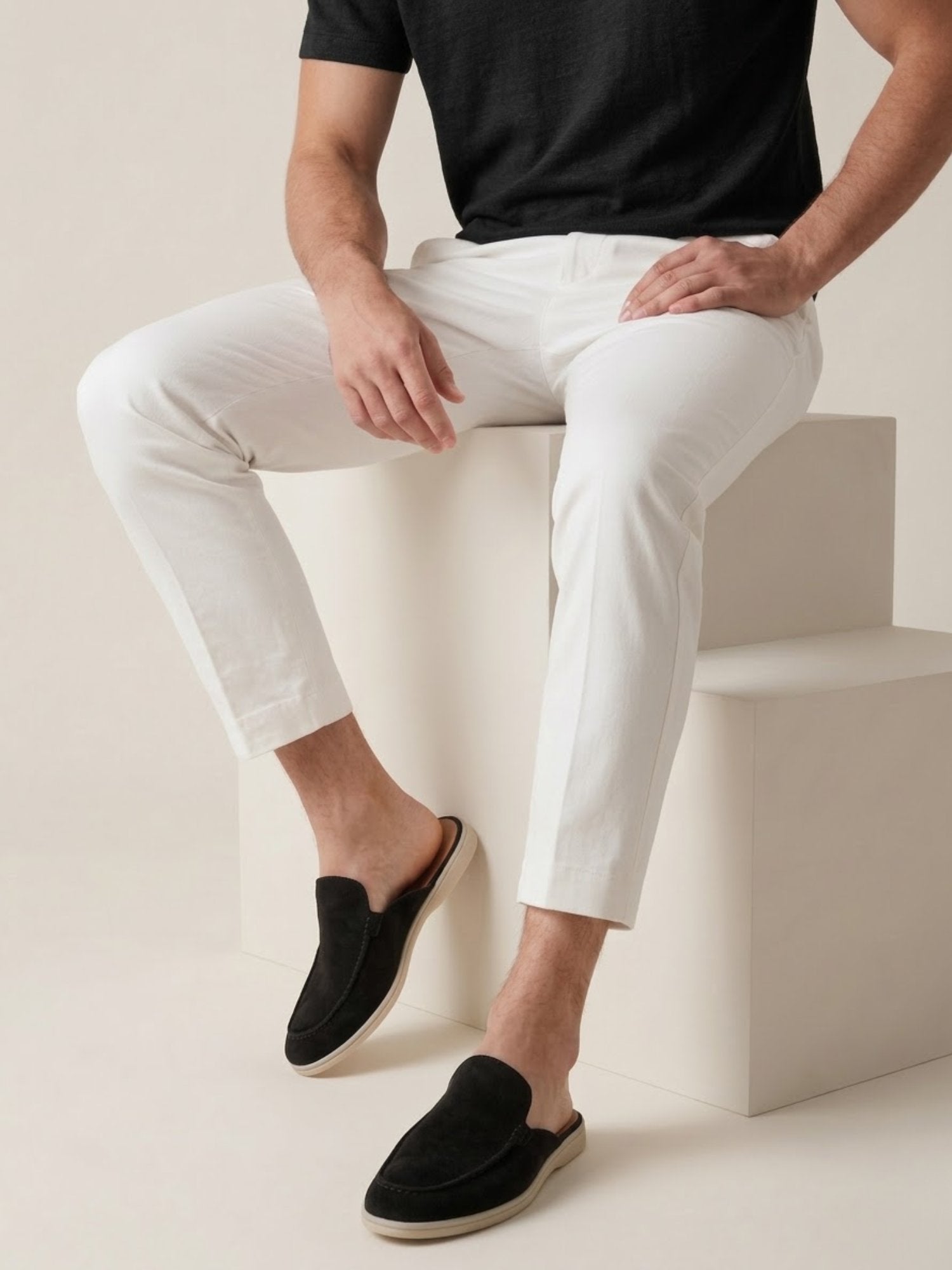 Elijah | Men's Slip-On Mules Open Heel Stitched Detail Casual
