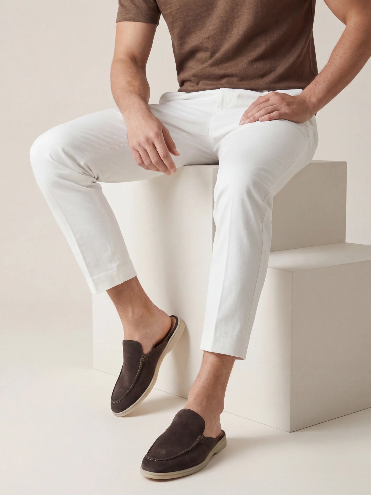 Elijah | Men's Slip-On Mules Open Heel Stitched Detail Casual