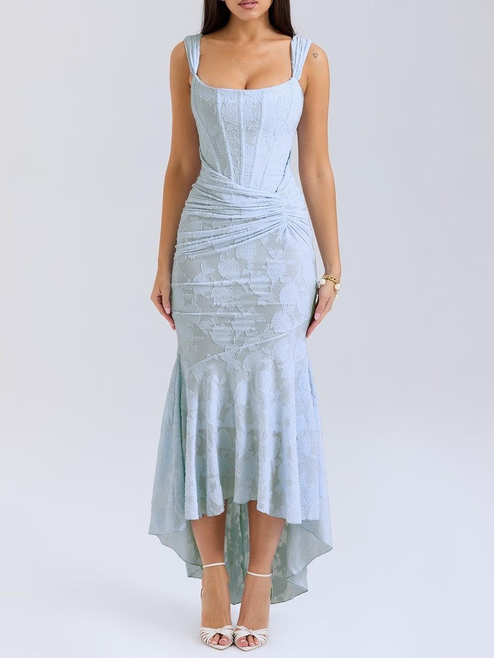 Isabella | Mother of the Bride Dress Corset Jacquard Lace Mermaid Midi