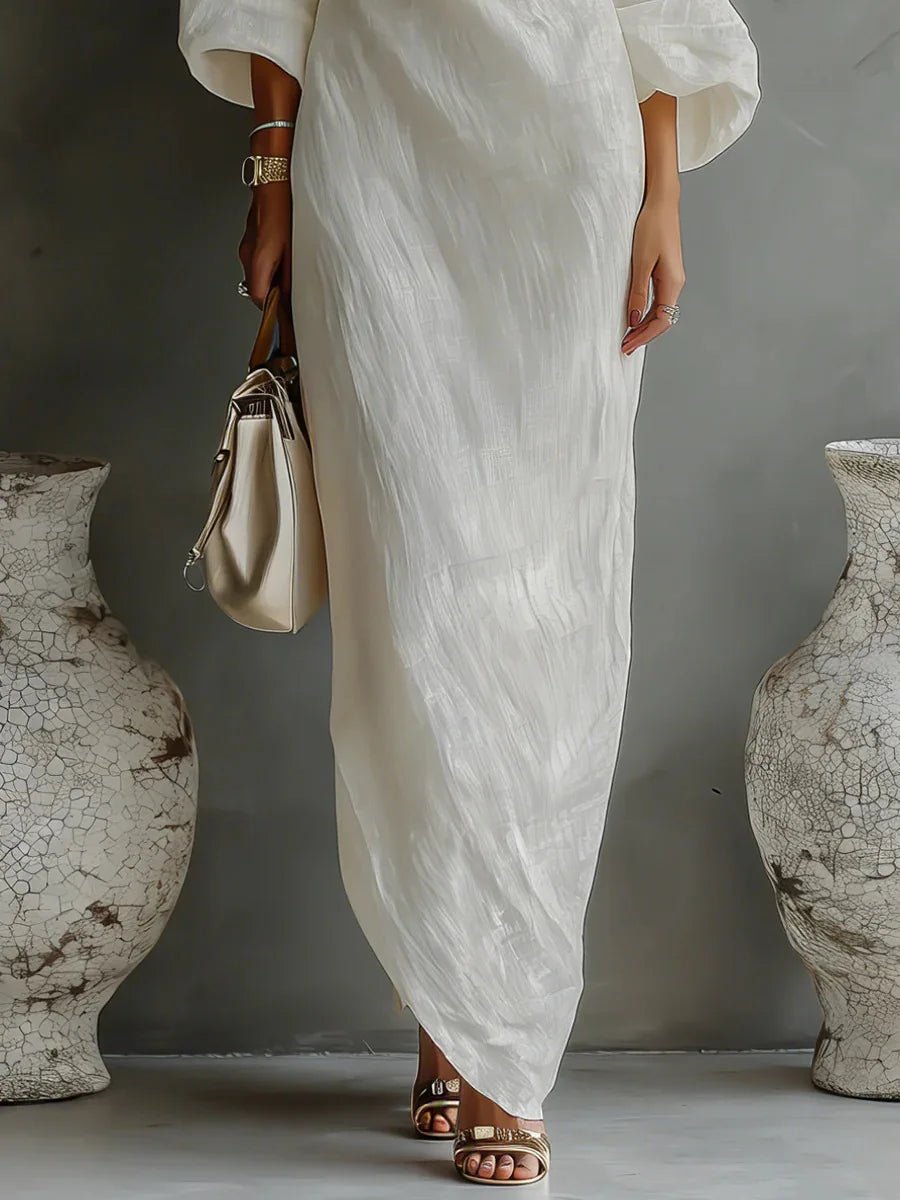 Evelyn | One Shoulder Linen Maxi Dress Asymmetrical Relaxed Fit