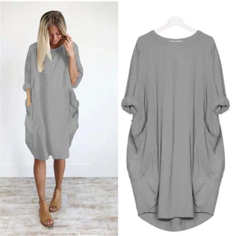 Chloe | Plus Size Midi Dress with Pockets Oversized Casual Comfort