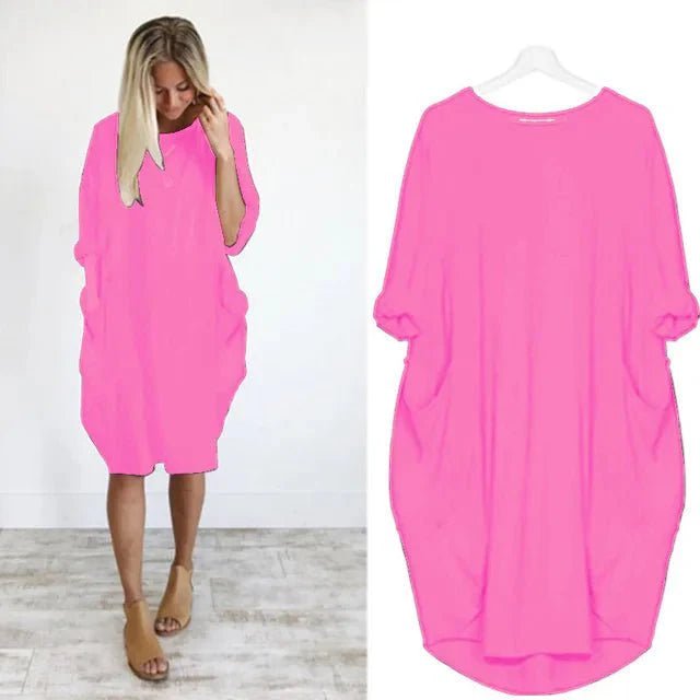 Chloe | Plus Size Midi Dress with Pockets Oversized Casual Comfort