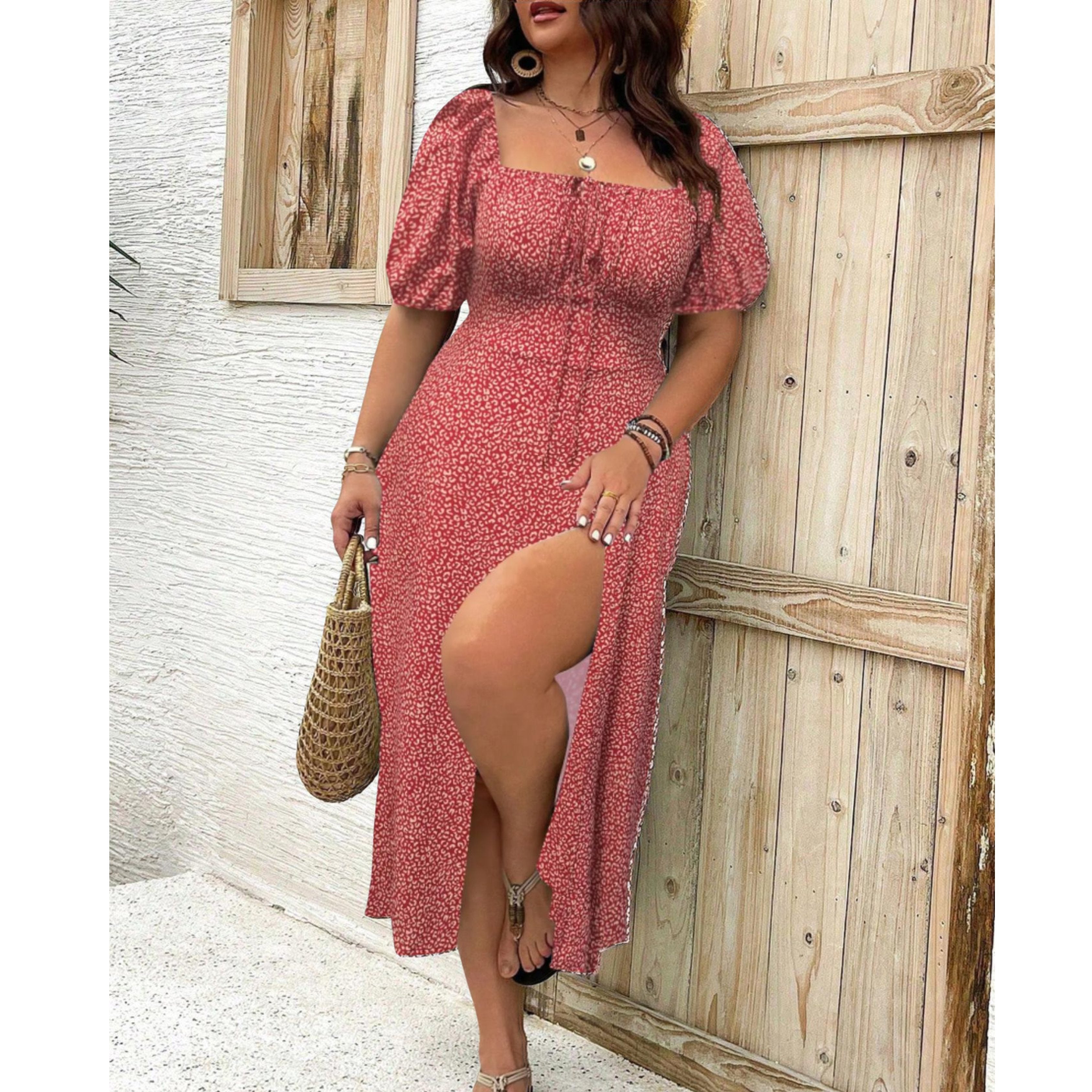 Mia | Plus Size Puff Sleeve Maxi Dress Elegant Flowing Formal