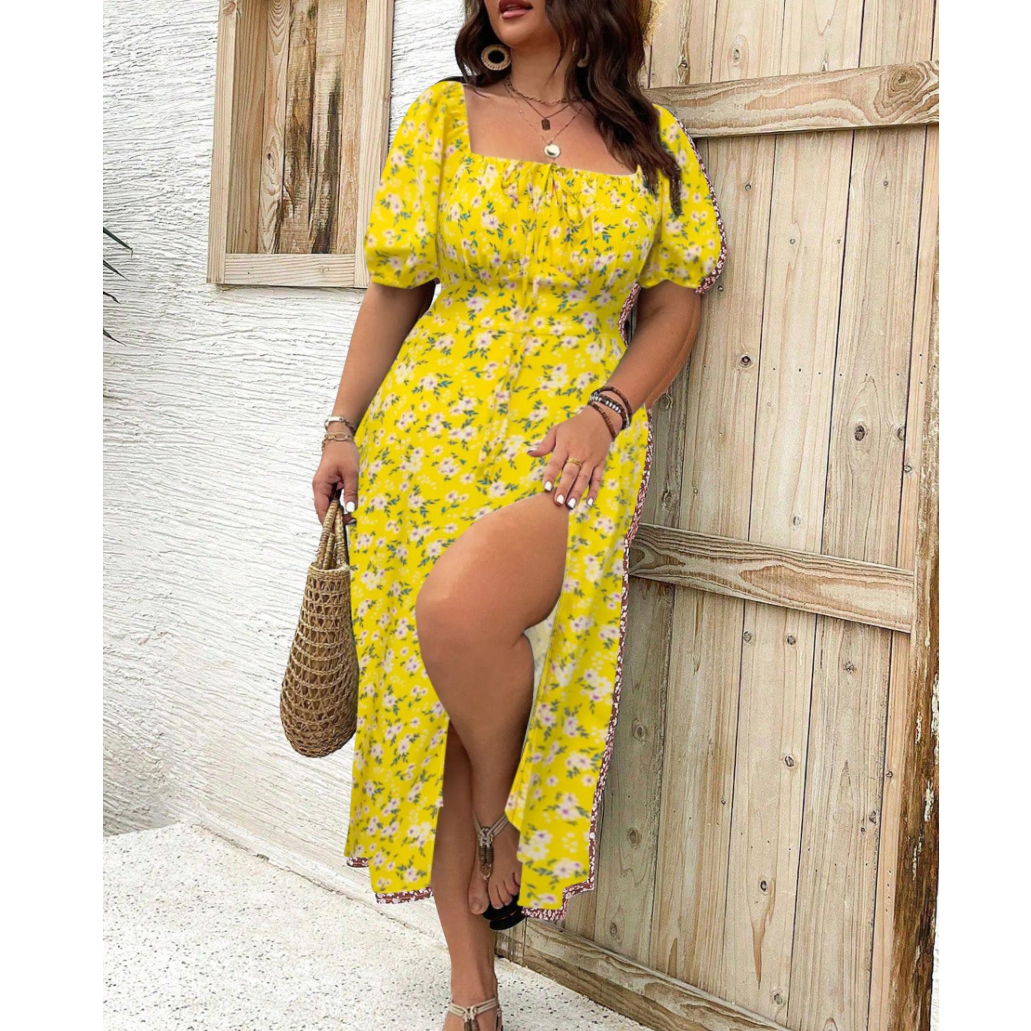 Mia | Plus Size Puff Sleeve Maxi Dress Elegant Flowing Formal