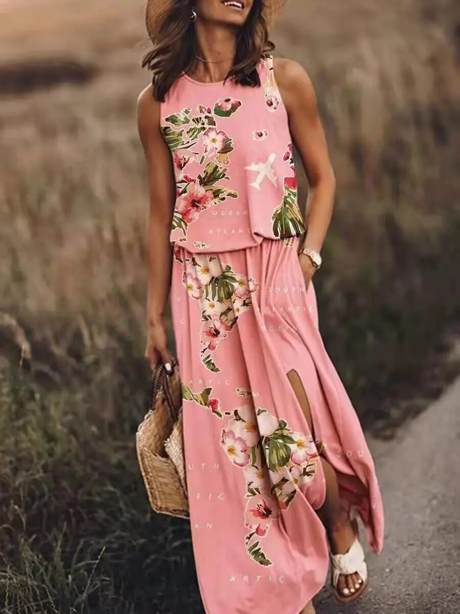 Layla | Sleeveless Maxi Dress Elastic Waist Bohemian Summer