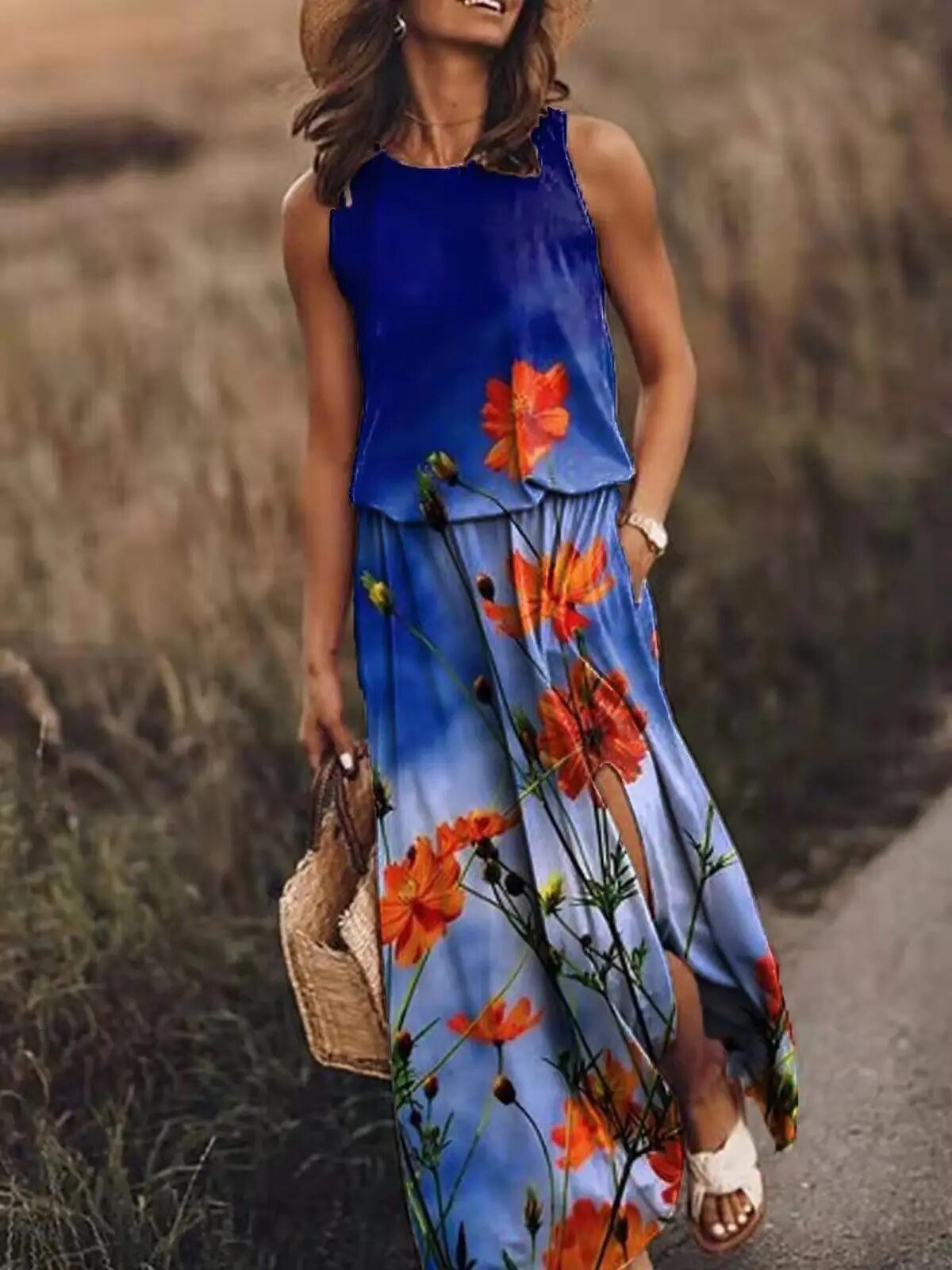 Layla | Sleeveless Maxi Dress Elastic Waist Bohemian Summer