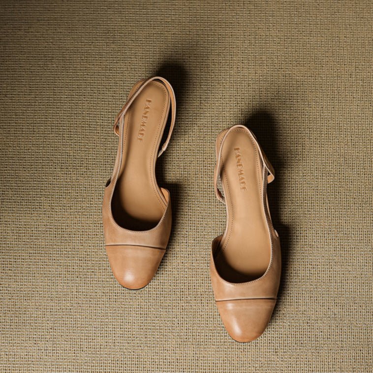 Eleanor | Slingback Pumps Genuine Leather Almond Toe Block Heel