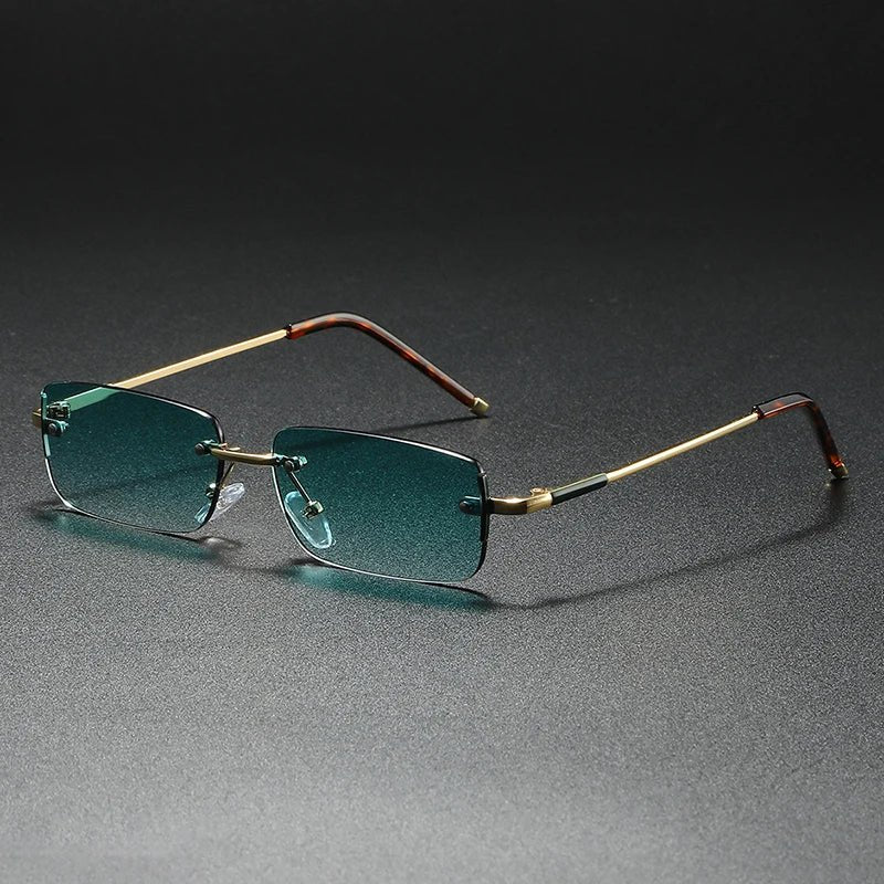 James | Sunglasses Rimless Rectangular Gold Gradient Tinted