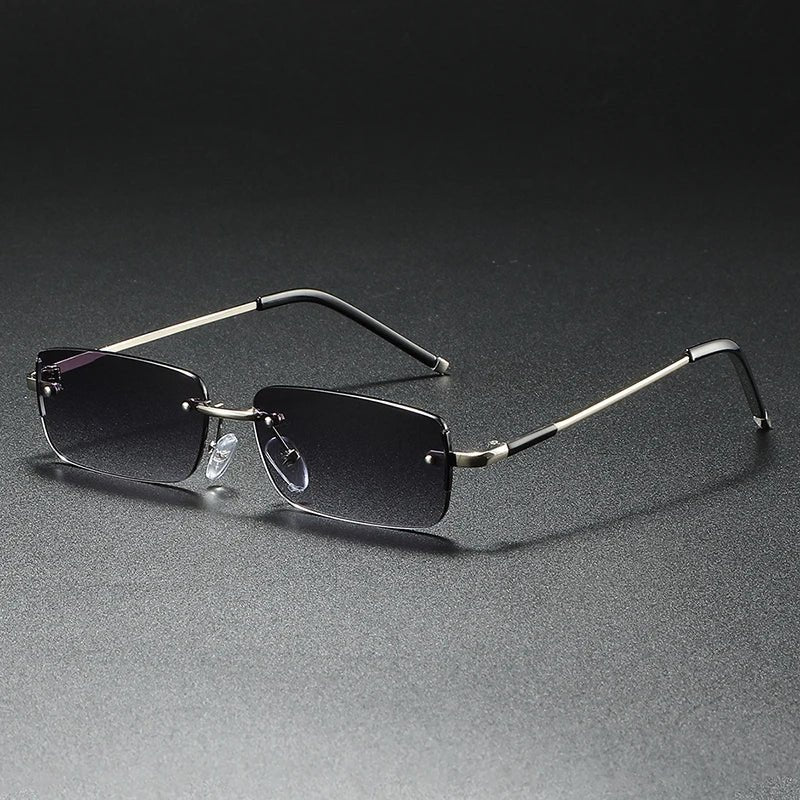 James | Sunglasses Rimless Rectangular Gold Gradient Tinted