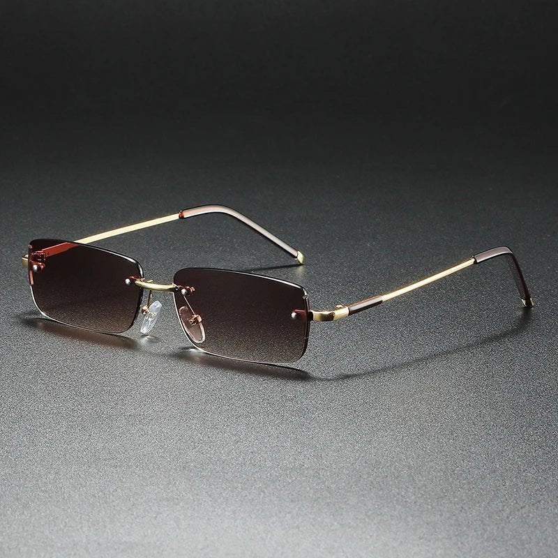 James | Sunglasses Rimless Rectangular Gold Gradient Tinted