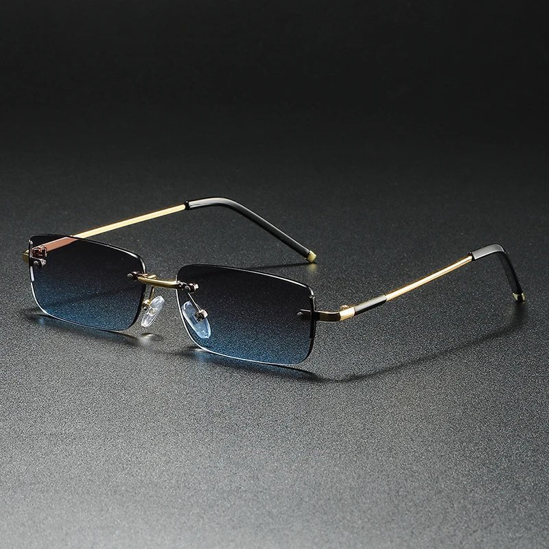 James | Sunglasses Rimless Rectangular Gold Gradient Tinted