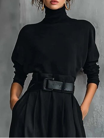 Luna | Turtleneck Jumpsuit Set Long Sleeve High Waist Belt