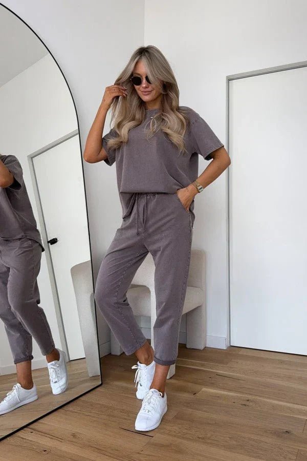 Madison | Two Piece Cotton Set Oversized T-Shirt and Shorts Lounge