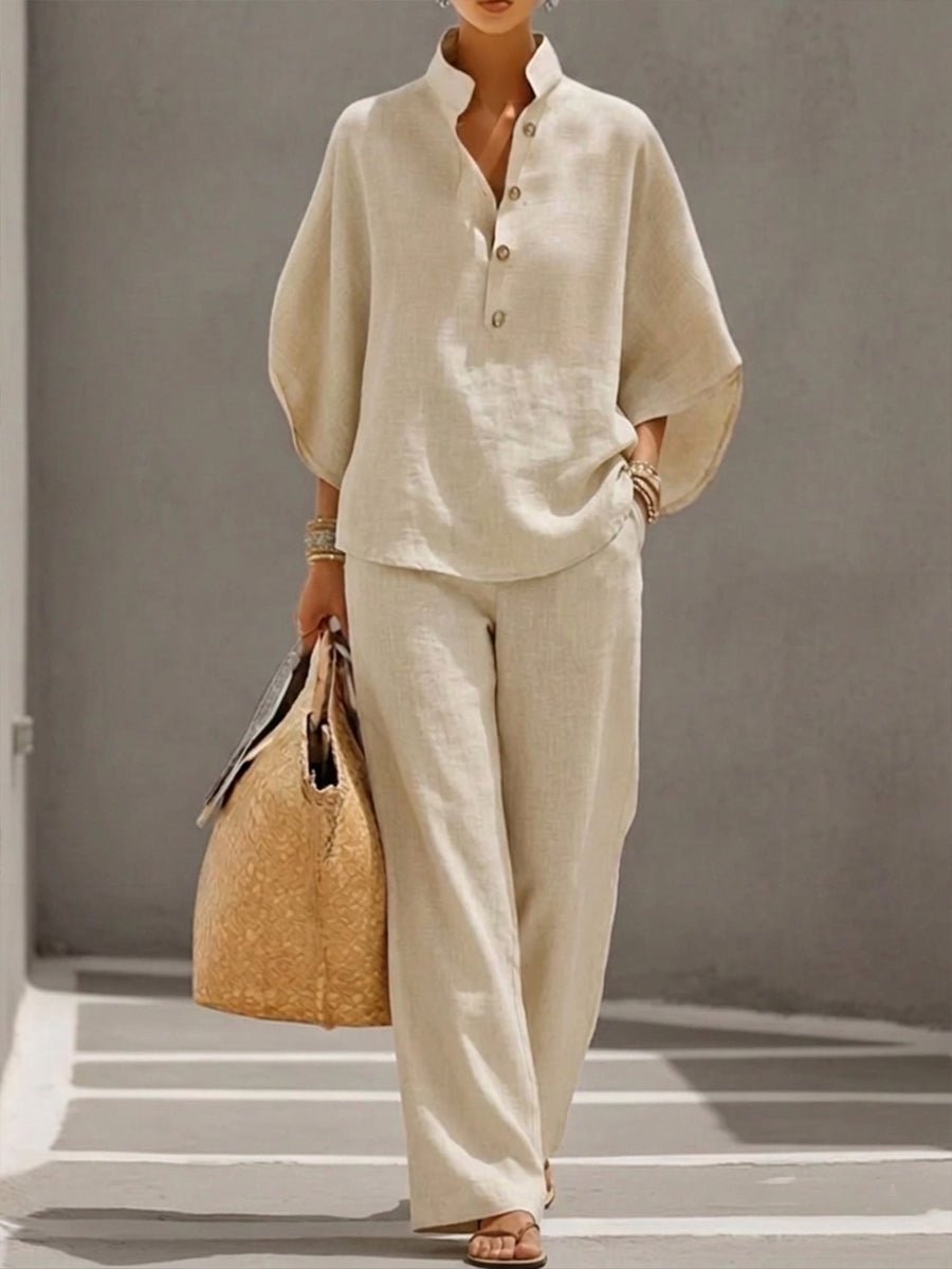Madison | Two Piece Set Batwing Top Wide Leg Pants Elastic Waist