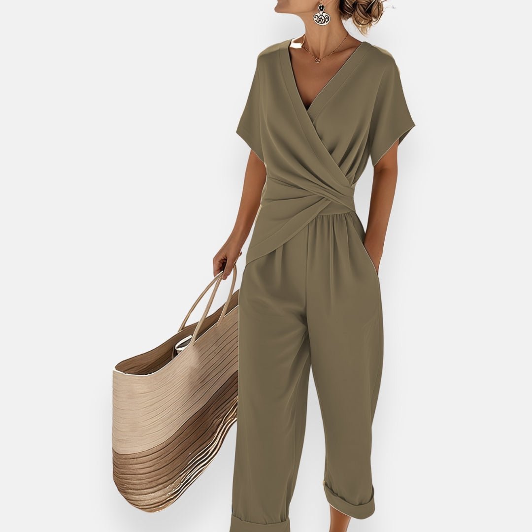 Camila | Two-Piece Set Wrap Top Wide-Leg Pants Draped Bow